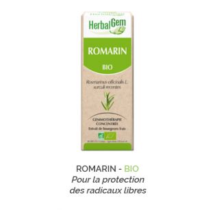 Herbalgem -  ROMARIN - BIO Pour la protection des radicaux libres Gemmothérapie concentré - 30 ml